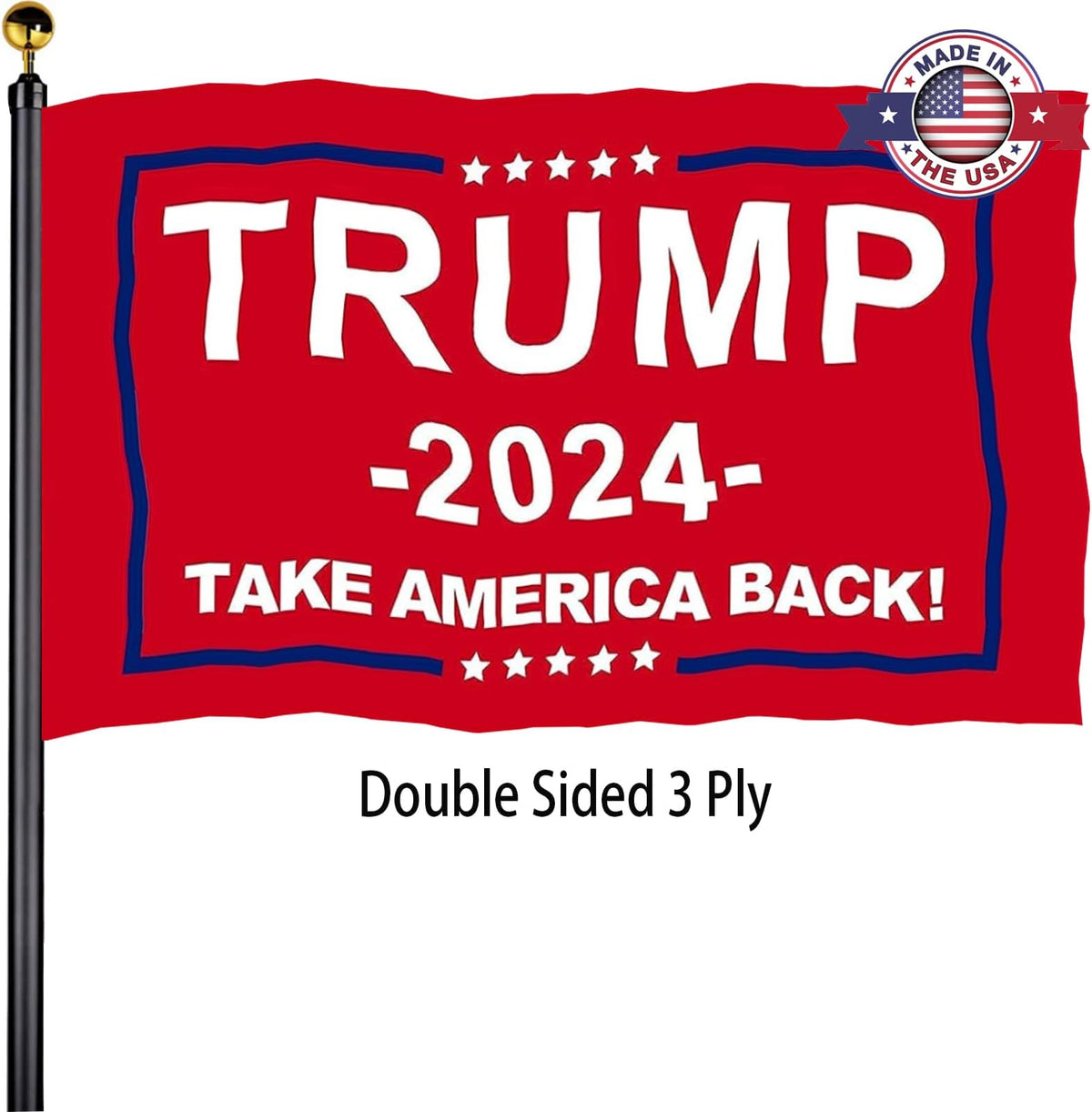 Trump 2024 Flags 3x5 Outdoor Made in USA-Double Sided 3 Ply Heavy Duty Red Take America Back Trump Flags Banner for Outside with 2 Brass Grommets UV protection Fade Resistant for Indoor Outdoor