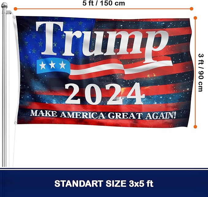 Trump 2024 Flag 3x5 Ft - 3 Ply Trump Flag 2024 Double Sided - Make America Great Again Flag - Bright Vivid Colors Donald Trump Flags 3x5 Outdoor - Trump MAGA flag - Indoor Outdoor Trump Banner - Trump Merchandise 2024