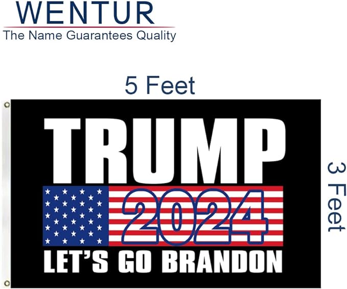 Trump 2024 Flag with Lets Go Branson 3x5 Feet Double Stitched Trump Flag 2024 with 2 Brass Grommets for Room Wall Durable Vivid Color Indoor Outdoor Garden Flags & Banners Sign (A Style Trump