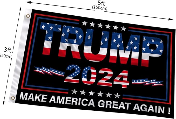 CiniQy Trump 2024 Flag - Make America Great Again - Double Sided 3Ply 200D Donald Trump for President 2024 Flag,3x5 FT Outdoor Indoor Banner with Two Brass Grommets Vivid Color and Fade Proof