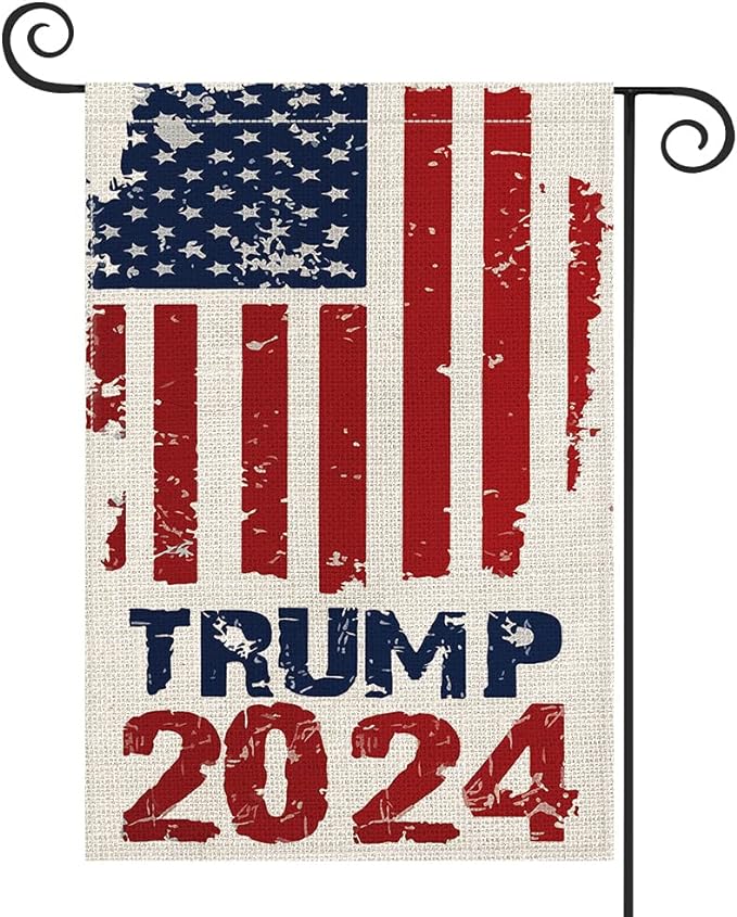 AVOIN colorlife Watercolor 2024 Trump Garden Flag Vertical Double Sided Patriotic USA flag, Retro style American President Election Yard Outdoor Decoration 12.5 x 18 Inch