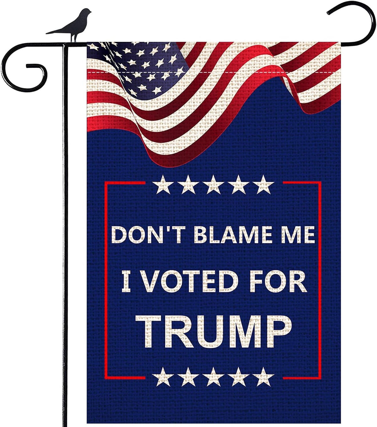 Shmbada Don't Blame Me I Voted for Trump Garden Flag Burlap Double Sided Vertical Outdoor Decorative Flag for Home Garden Yard Lawn Patio Farmhouse 12.5 x 18.5 Inch