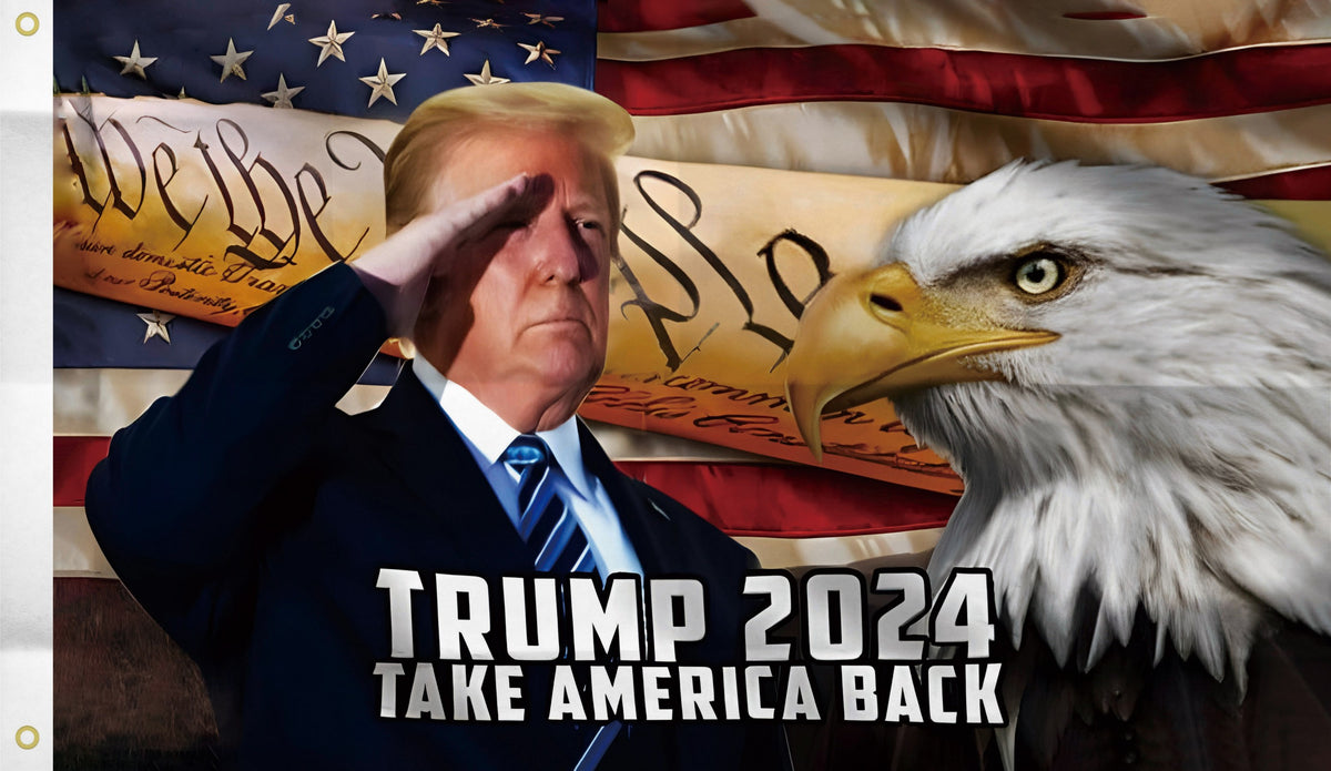 Donald Trump Flag 2024 U.S Eagle We The People Take American Back,Trump Salute Flags 3×5 Ft Outdoor Indoor