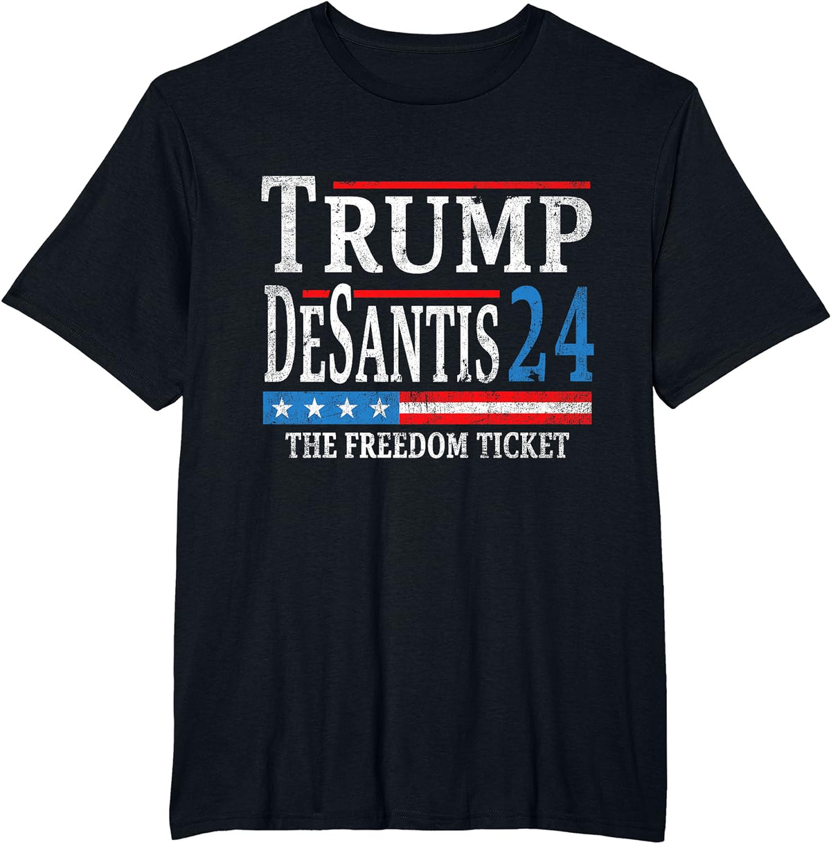 Vintage Trump Desantis 2024 The Freedom Ticket USA Flag T-Shirt