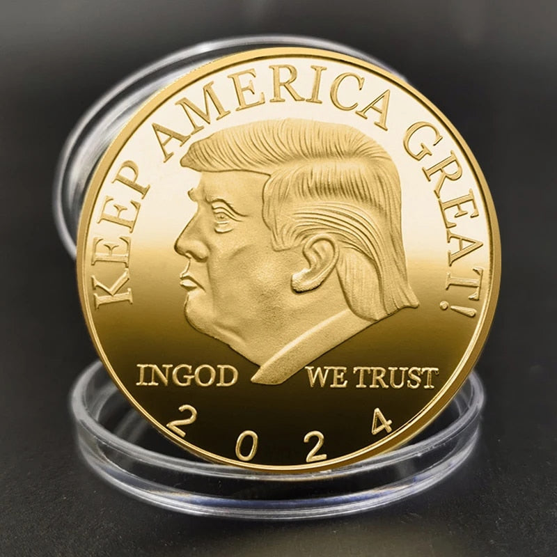 Limited Edition 2022 Non-currency Coin Commemorative Trump 24K Gold Plated American President Eagle Head Coin Badge of Honor