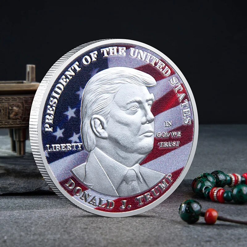 New Trump Commemorative Coin Bitcoin Virtual Coin Custom Pure Gold Sterling Silver Medal Commemorative Coin Scenic Coin